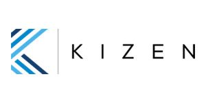 A black and white logo of kizi