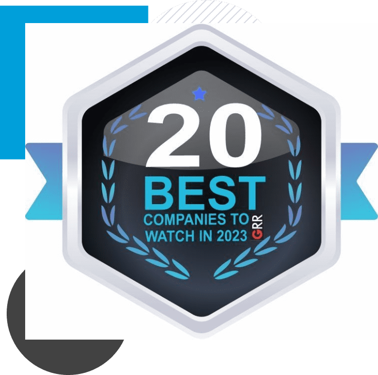 A badge that says 2 0 best companies to watch in 2 0 2 1